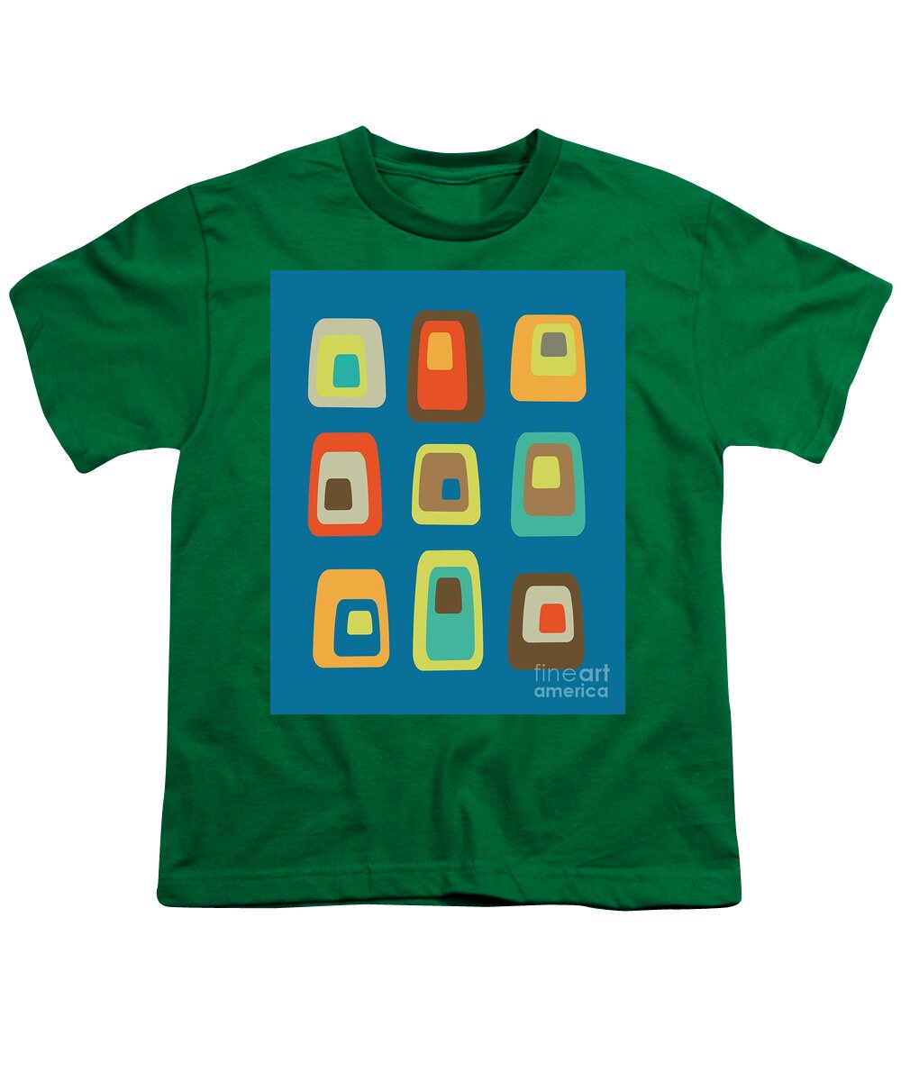 Abstract Youth T-Shirt featuring the digital art Mid Century Modern Oblongs by Donna Mibus