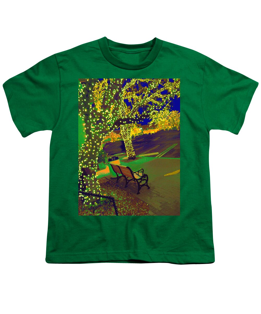 Christmas Lights Youth T-Shirt featuring the digital art Early Holiday Lighting by Pamela Smale Williams