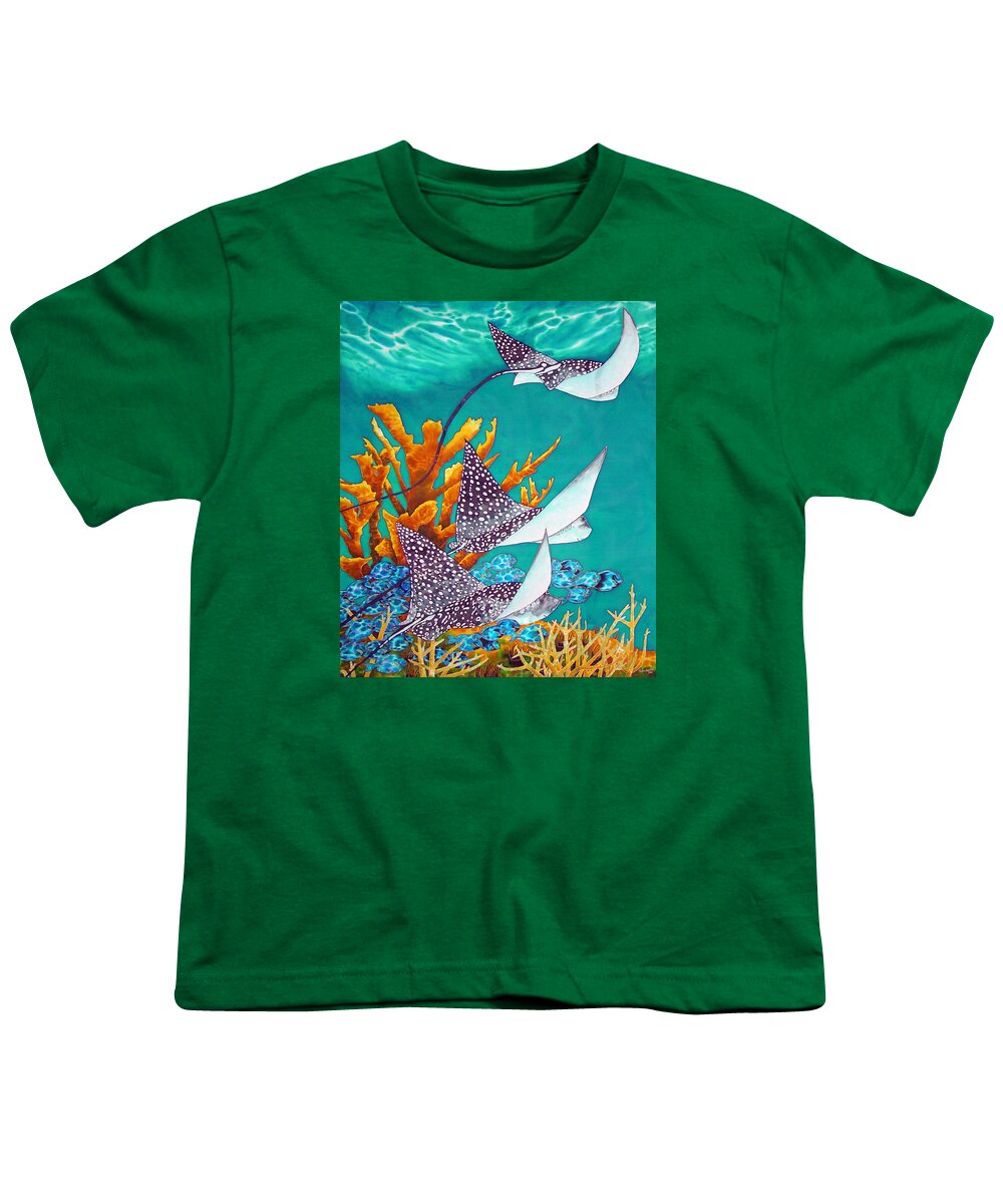 Eagle Ray Youth T-Shirt featuring the painting Under the Bahamian Sea by Daniel Jean-Baptiste