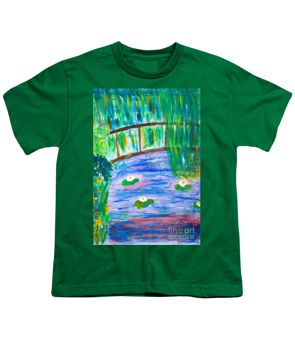 Acrylic Youth T-Shirt featuring the painting Bridge of lily pond by Simon Bratt