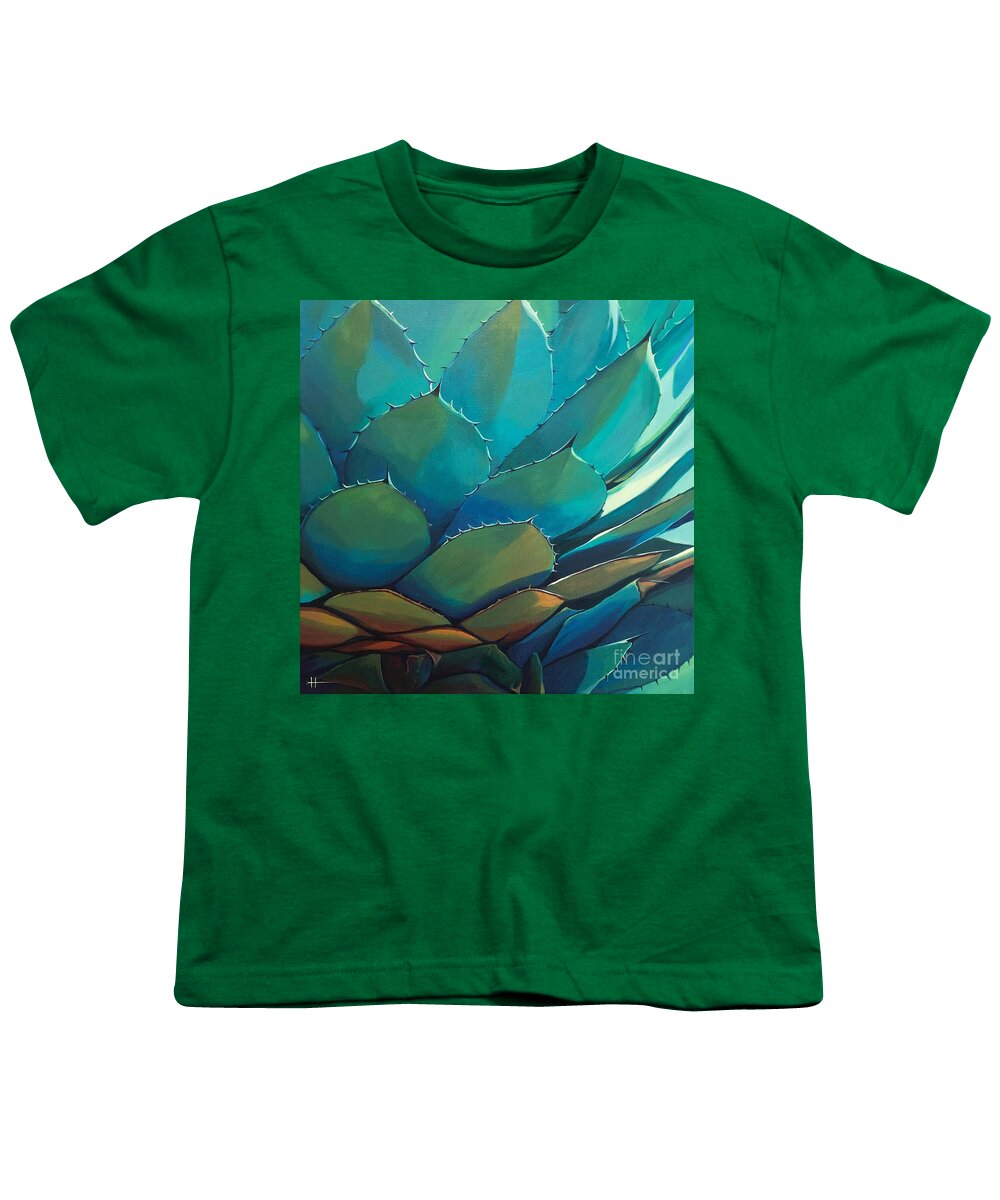 Succulent Youth T-Shirt featuring the painting Blue Agave by Hunter Jay