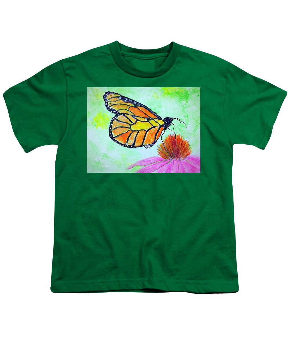 Monarch Butterfly Youth T-Shirt featuring the painting Monarch Butterfly Closeup by Anne Sands