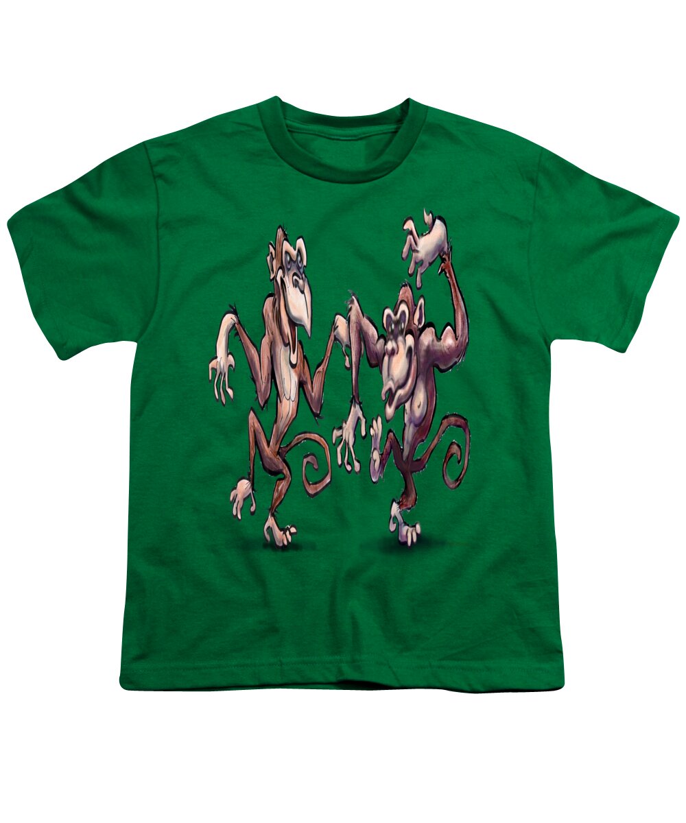 Monkey Youth T-Shirt featuring the painting Monkey Dance by Kevin Middleton
