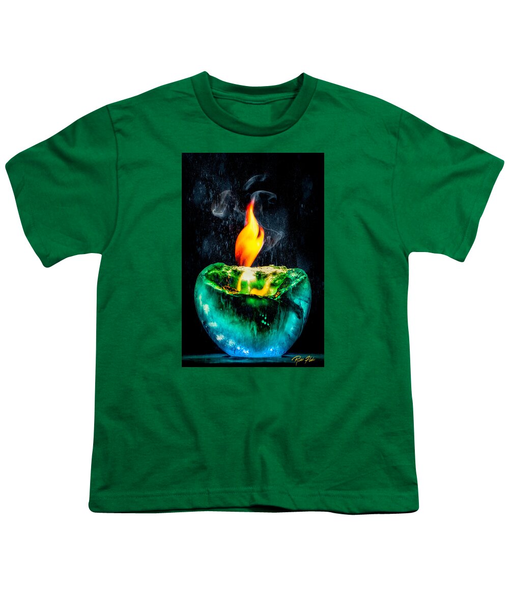 Abstract Youth T-Shirt featuring the photograph The Winter of Fire and Ice by Rikk Flohr