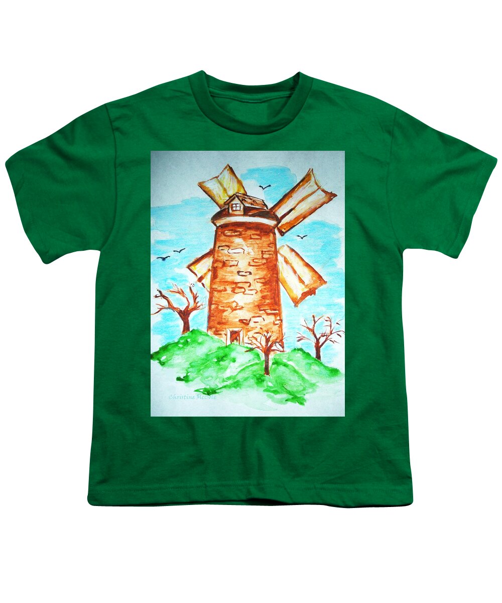 Windmill Youth T-Shirt featuring the painting Windmill by Christine McCole