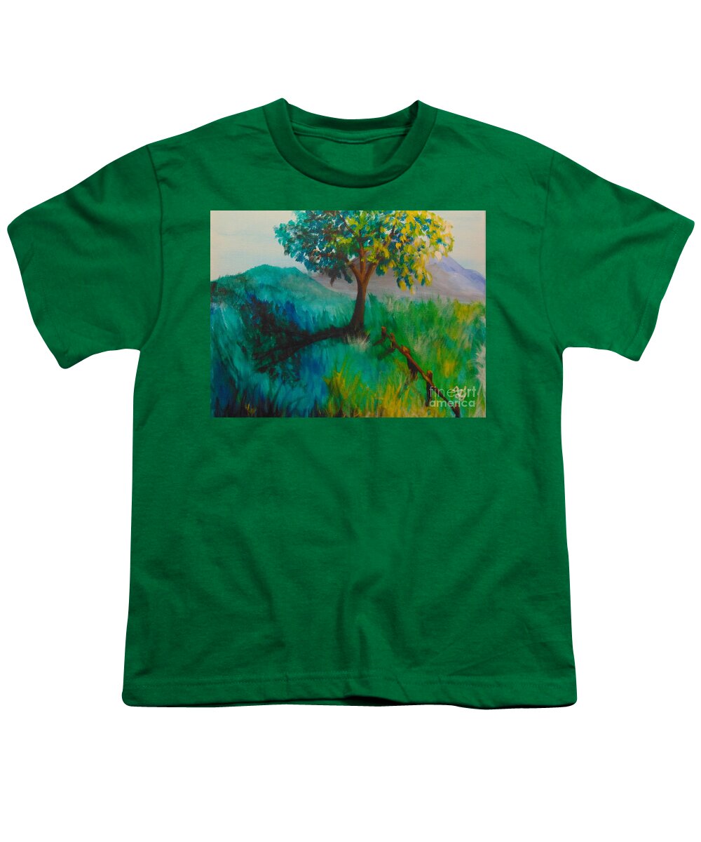 Green Youth T-Shirt featuring the painting Green Pastures by Saundra Johnson