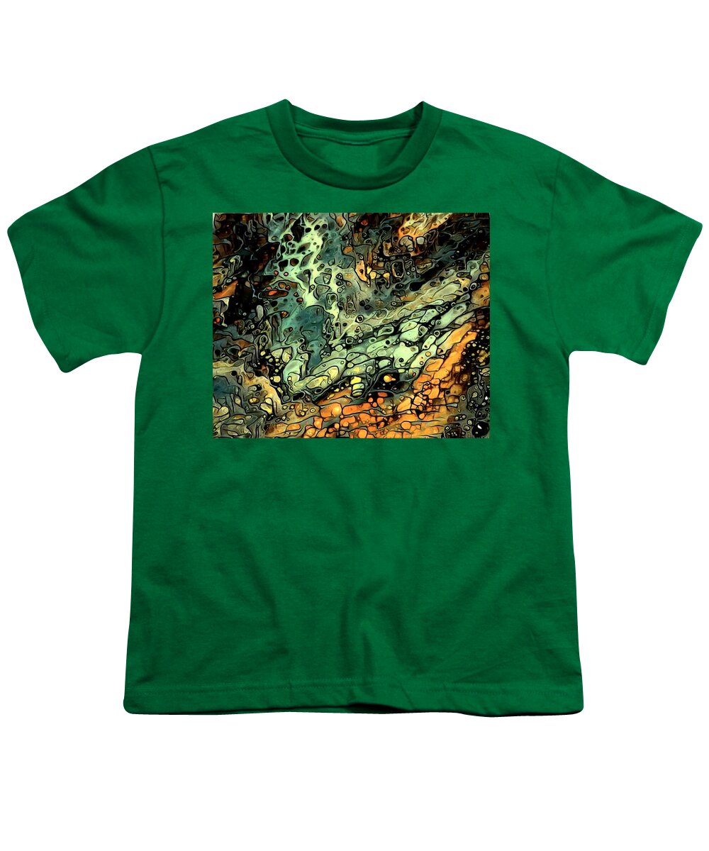 Art Youth T-Shirt featuring the digital art 2020 Acrylic Pour Digital Alteration 1 by Artful Oasis