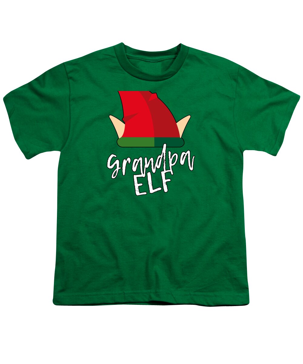 Christmas 2023 Youth T-Shirt featuring the digital art Grandpa Elf Christmas Costume by Flippin Sweet Gear