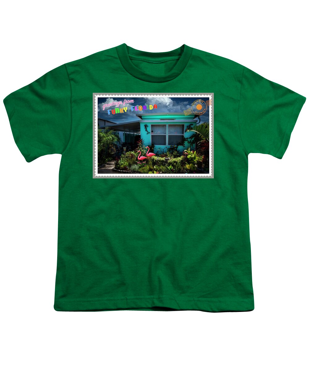 Florida Youth T-Shirt featuring the photograph Greetings from FunkyFlorida 4 by ARTtography by David Bruce Kawchak