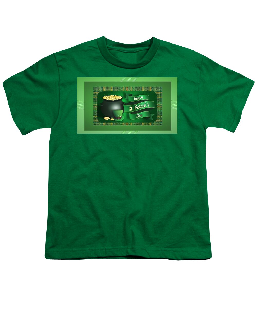 Happy Youth T-Shirt featuring the mixed media Happy St. Patrick's Day by Nancy Ayanna Wyatt
