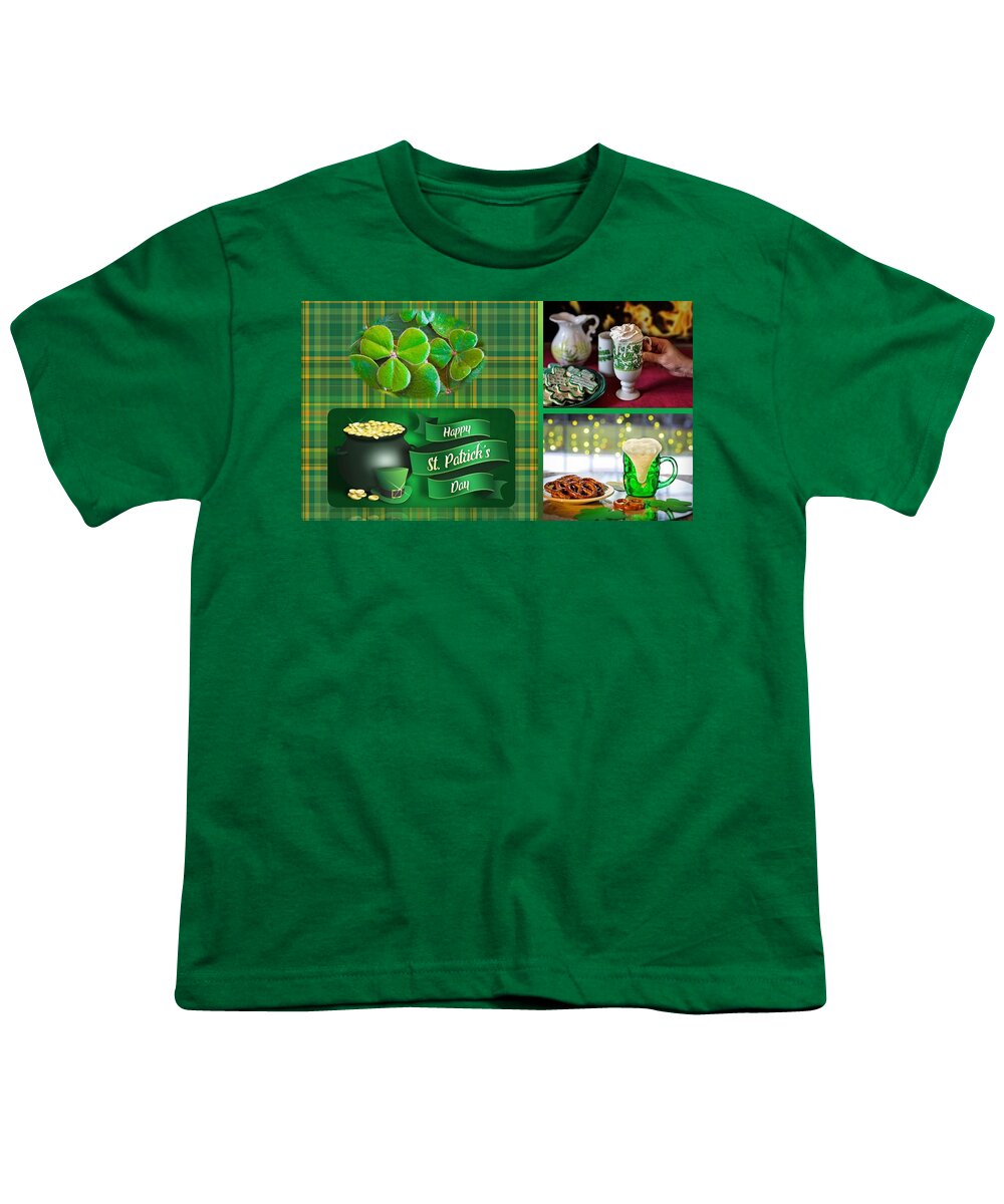 Irish Youth T-Shirt featuring the mixed media St. Patrick's Day Celebration by Nancy Ayanna Wyatt