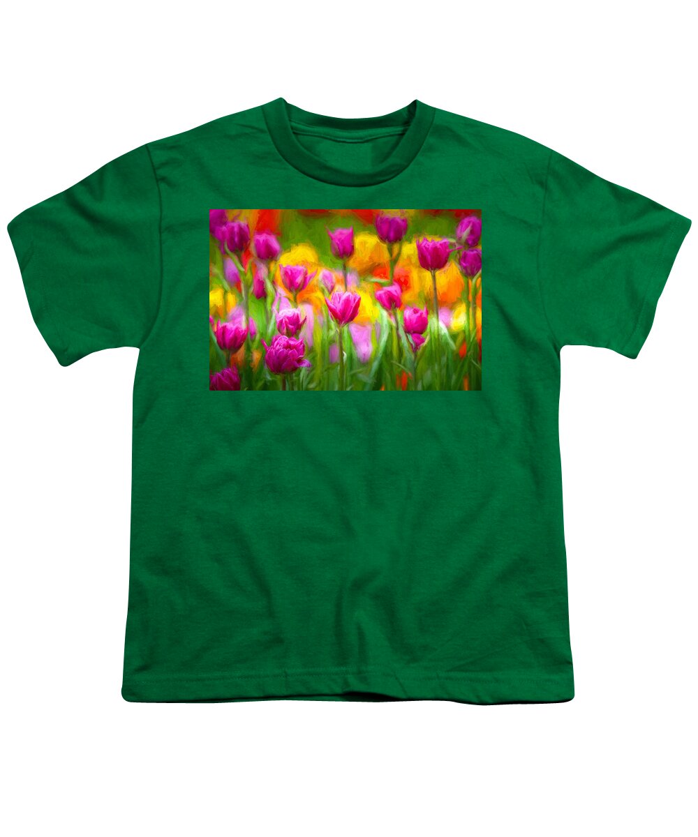 Tulips Youth T-Shirt featuring the mixed media Tulip Celebration by Susan Rydberg