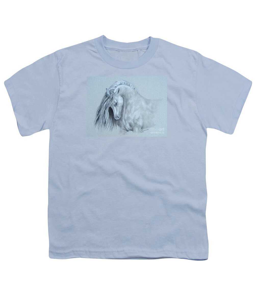 Equine Youth T-Shirt featuring the painting Grey Horse by Laurianna Taylor