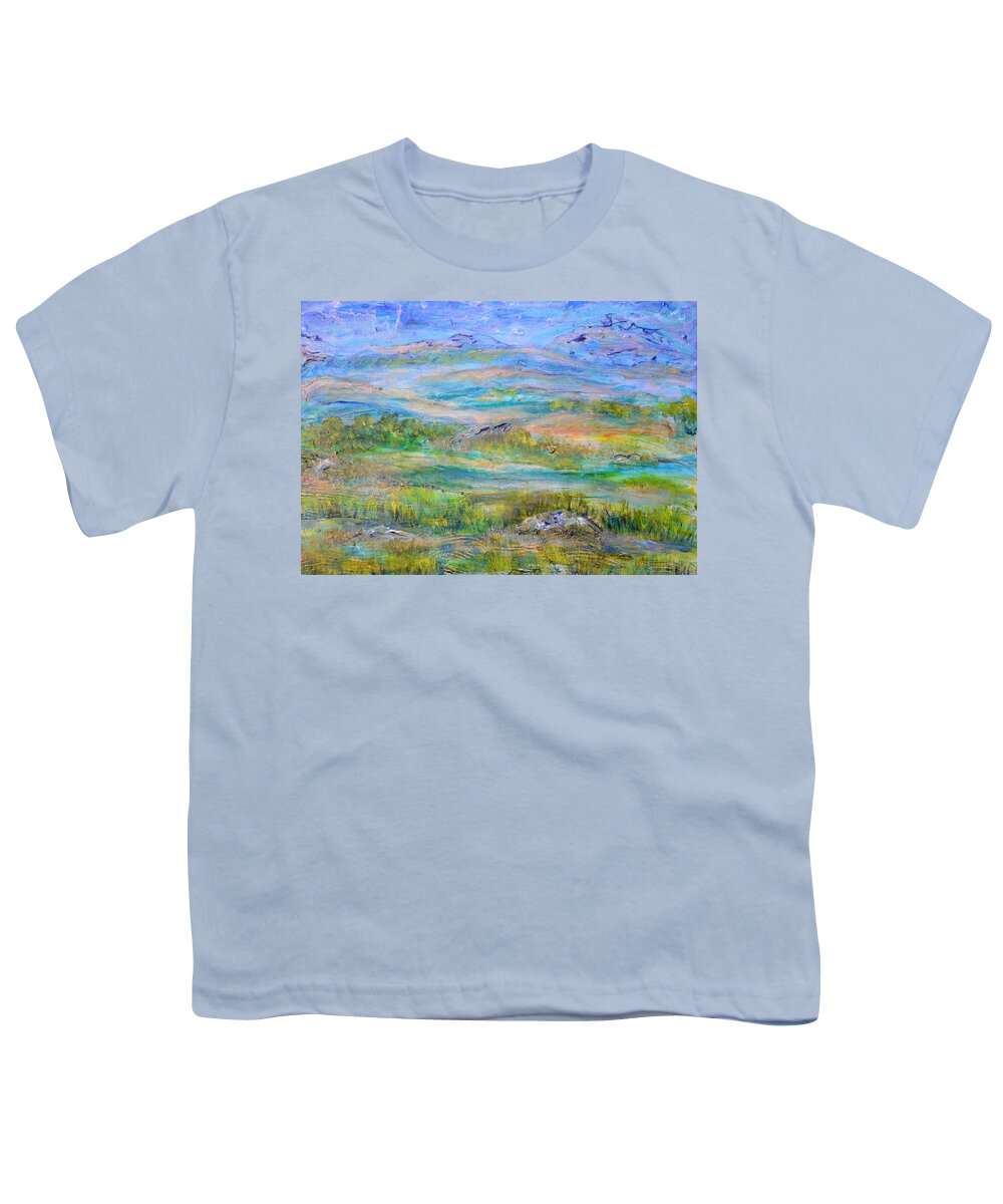 Hills Youth T-Shirt featuring the painting Landscape after Rassuman #2 by Regina Valluzzi