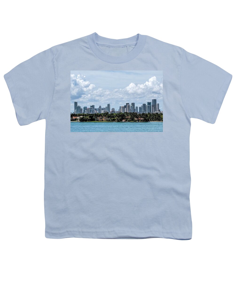 City Youth T-Shirt featuring the photograph Miami Skyline by Rudy Umans