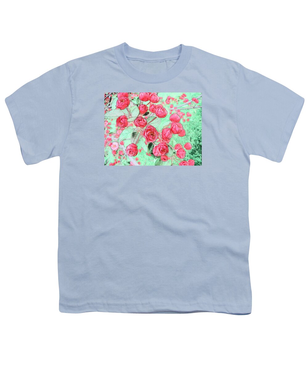 Pink Youth T-Shirt featuring the painting Pink Roses #4 by Xueyin Chen