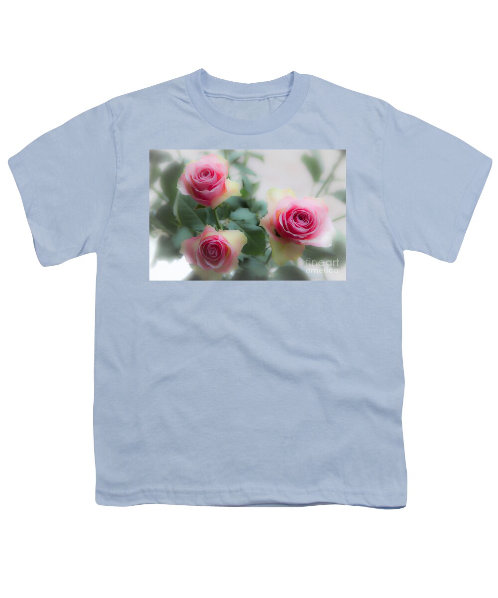 Three Roses Youth T-Shirt featuring the photograph A rose and a rose and a rose by Casper Cammeraat