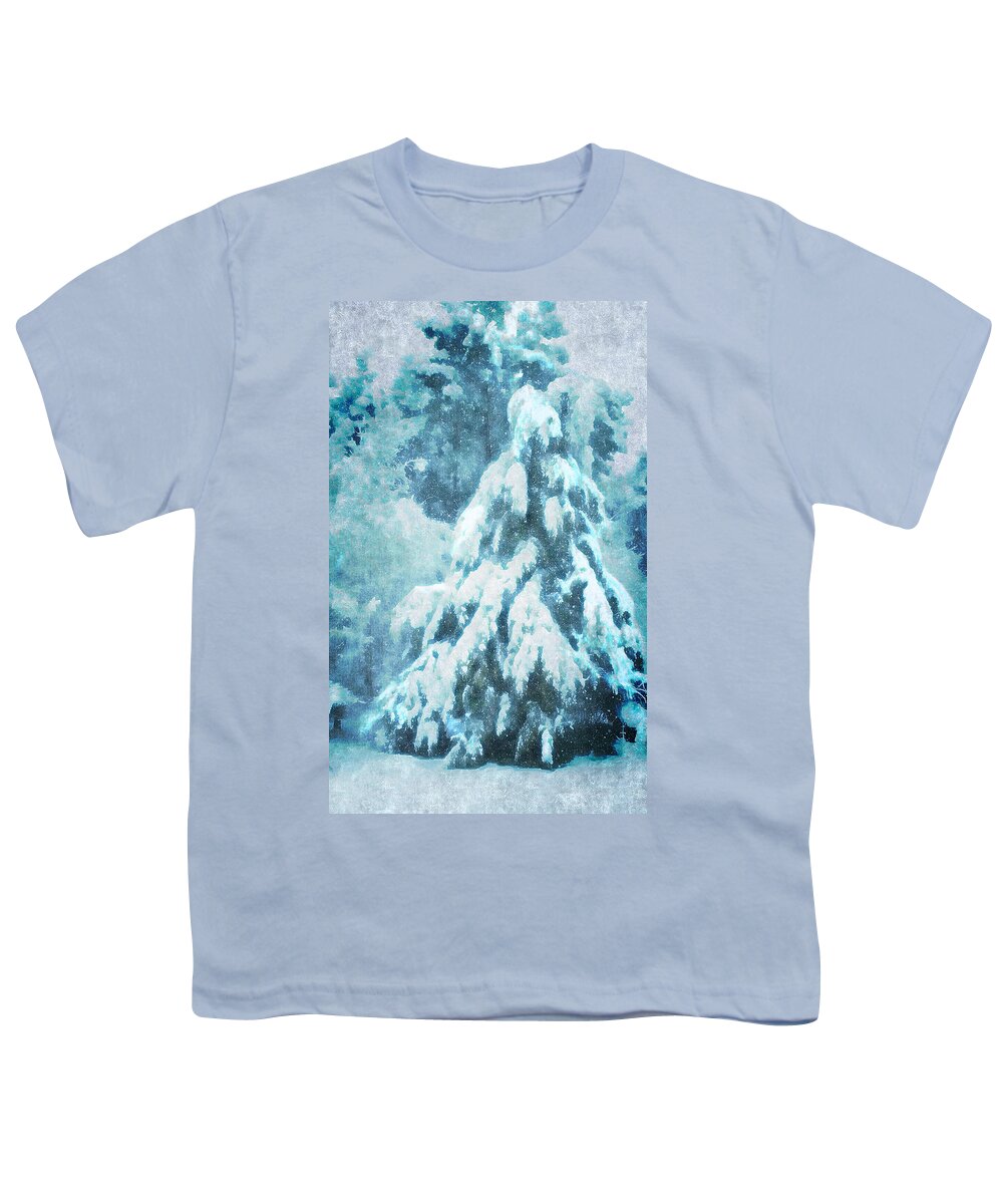 Soft Winter Scenes Youth T-Shirt featuring the digital art A Snow Tree by Pamela Smale Williams
