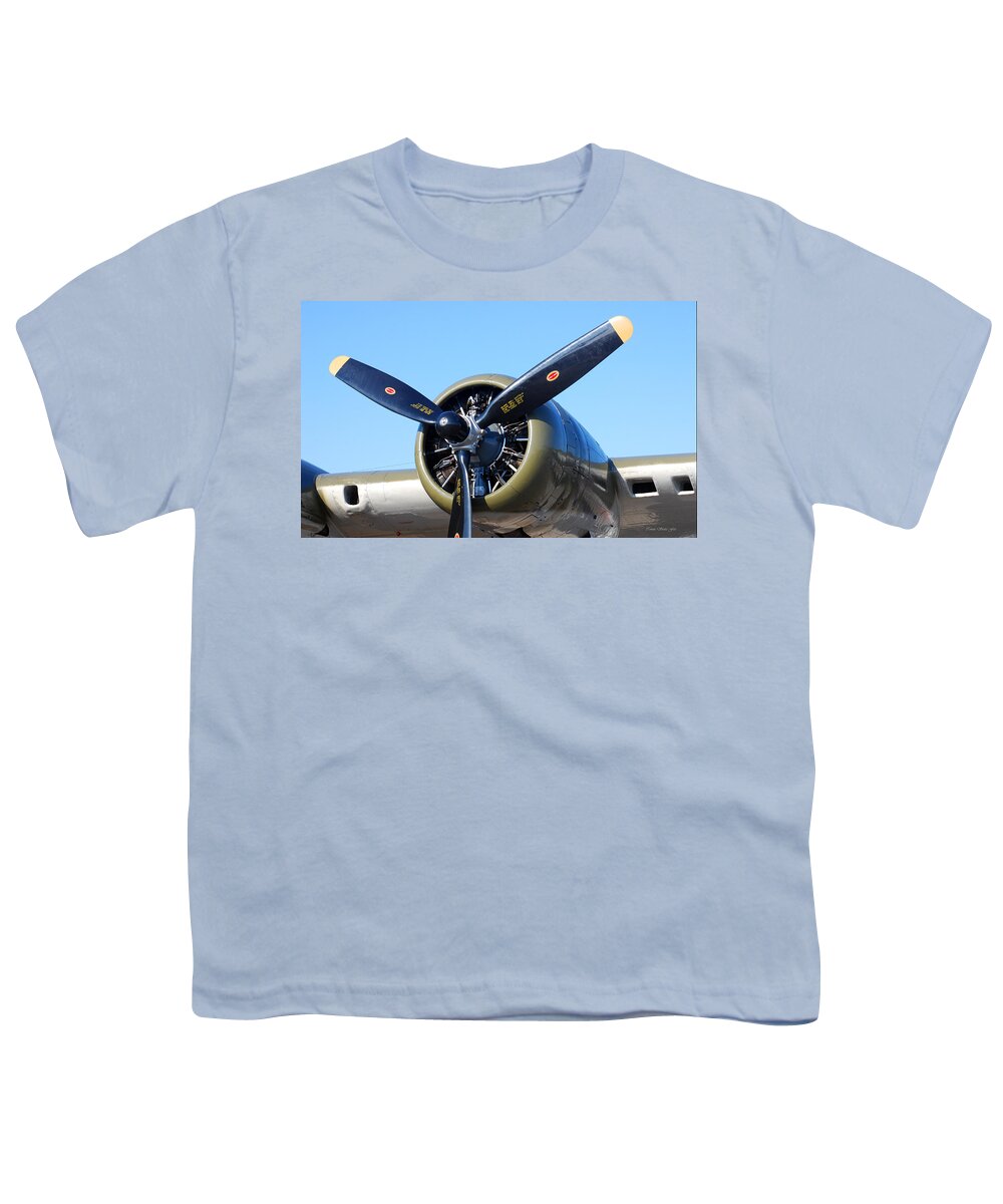 Ww Ii Aircraft Youth T-Shirt featuring the photograph Air Power. B-17 Flying Fortress Engine by Connie Fox