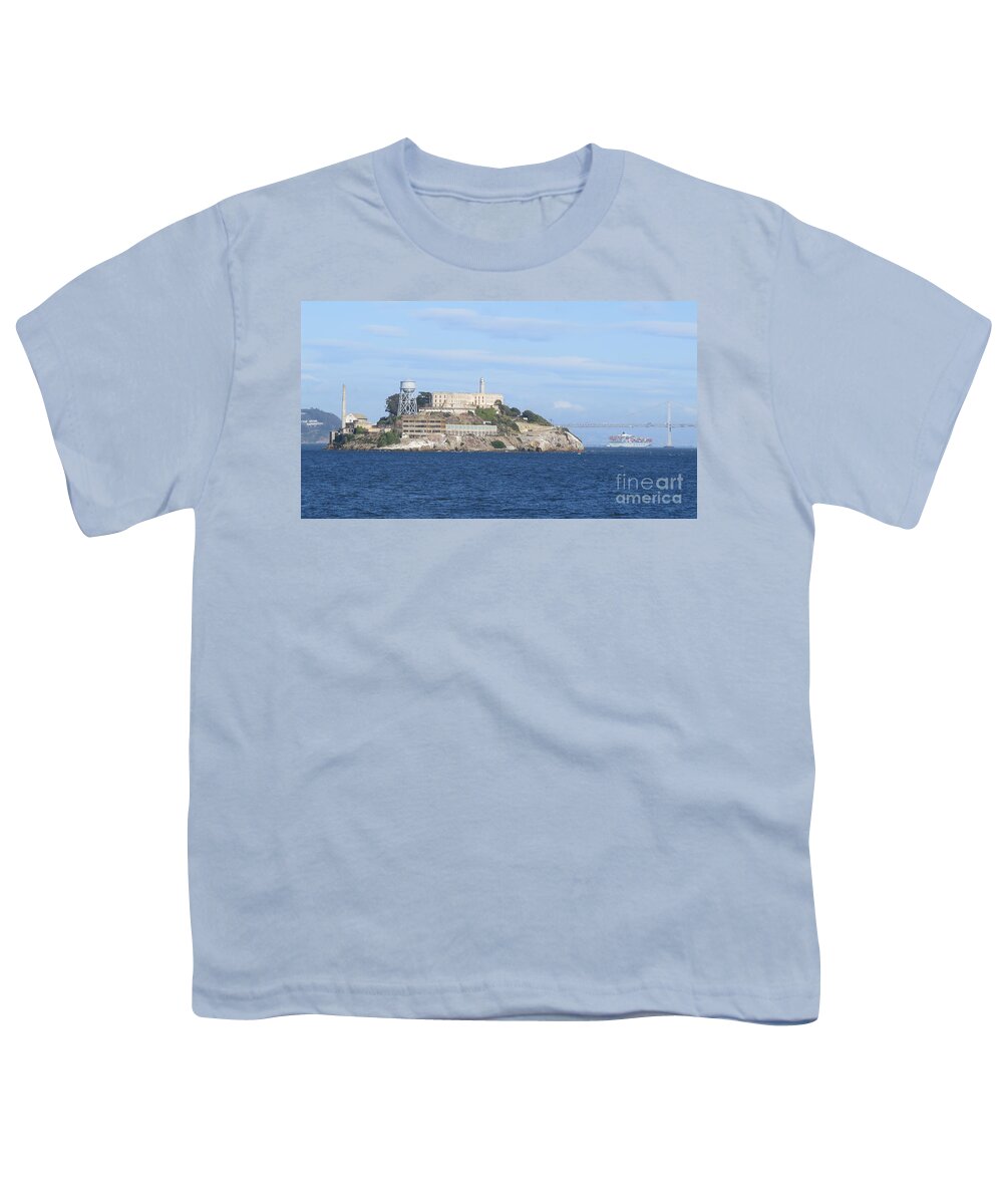 Usa Youth T-Shirt featuring the photograph Alcatraz Island by Mary Mikawoz
