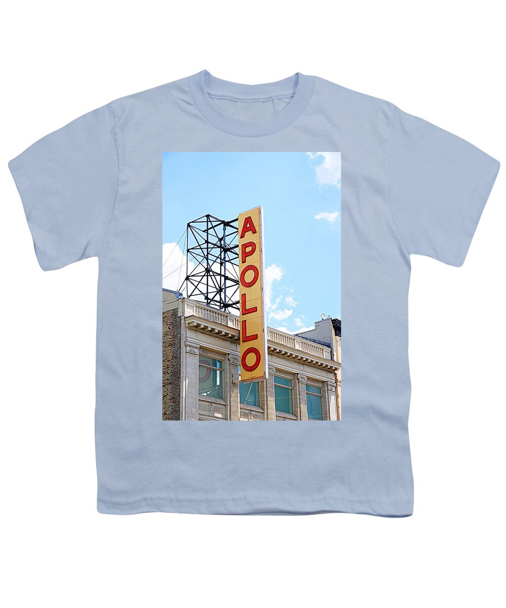 Harlem Youth T-Shirt featuring the photograph Apollo Theater Sign by Valentino Visentini