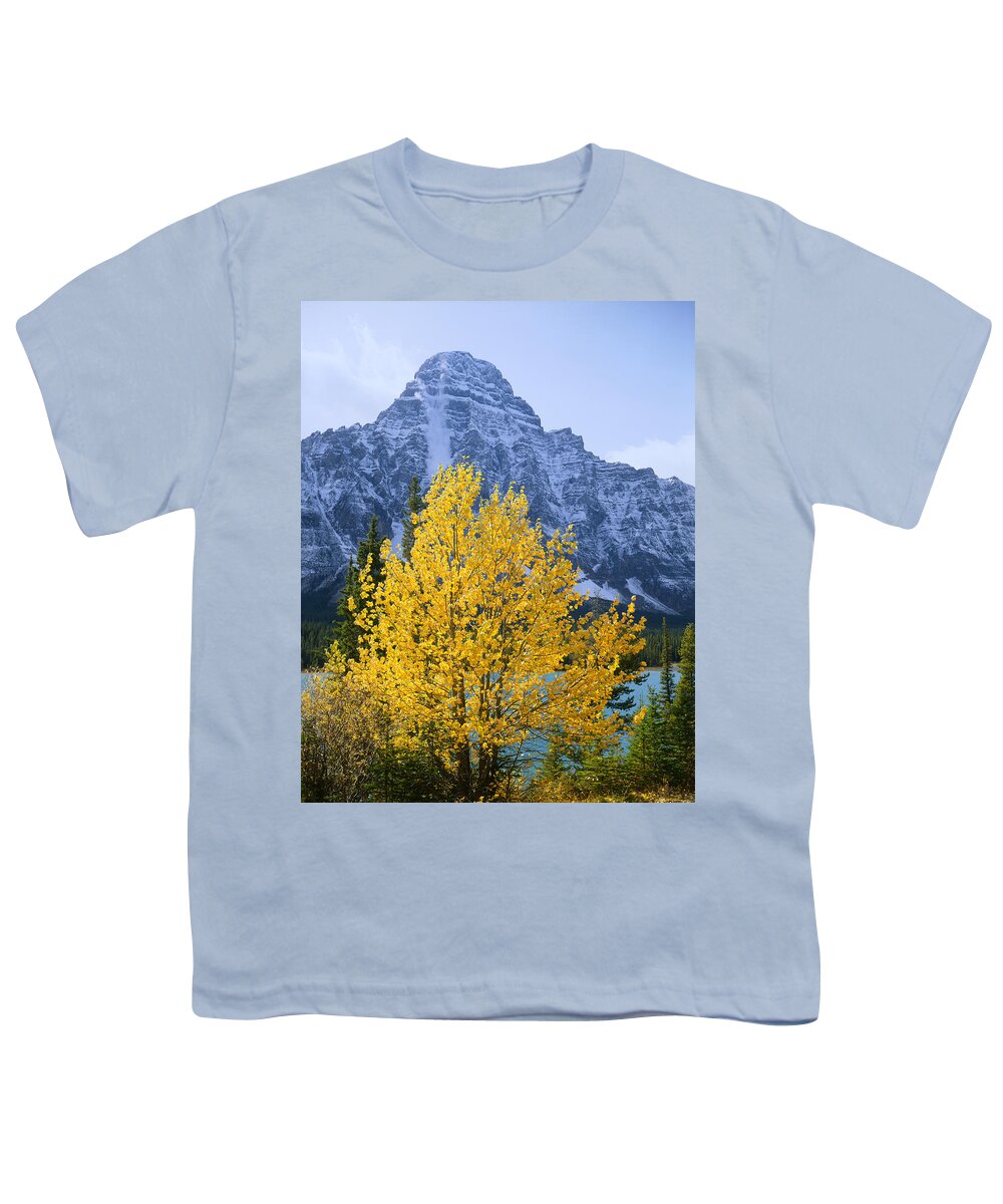 Avalanche Youth T-Shirt featuring the photograph 1M3634-02-Avalanche in Progress on Mt. Chephren by Ed Cooper Photography