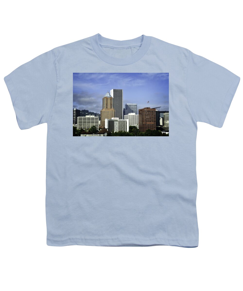 Portland Youth T-Shirt featuring the photograph Buildings In Portland by Image Takers Photography LLC - Laura Morgan