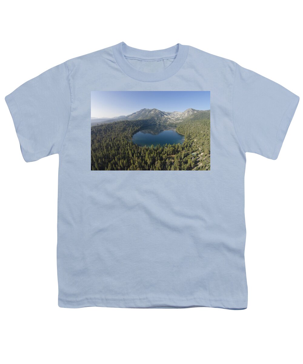 Above Youth T-Shirt featuring the photograph Cascade Lake reflecting Mt. Tallac by David Levy