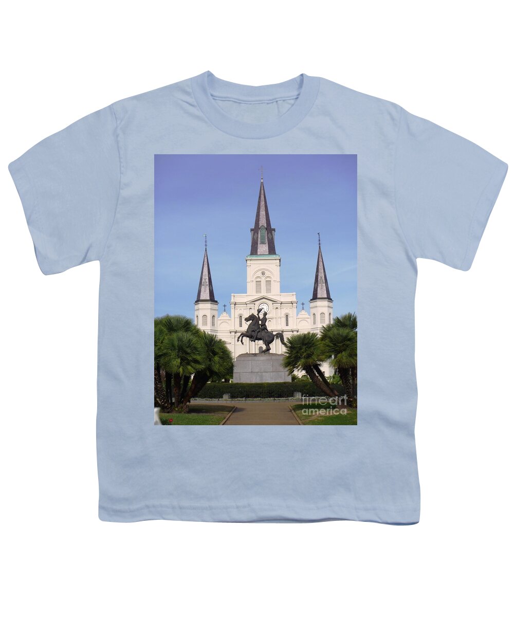 Photograph Youth T-Shirt featuring the photograph Cathedral in Jackson Square by Alys Caviness-Gober