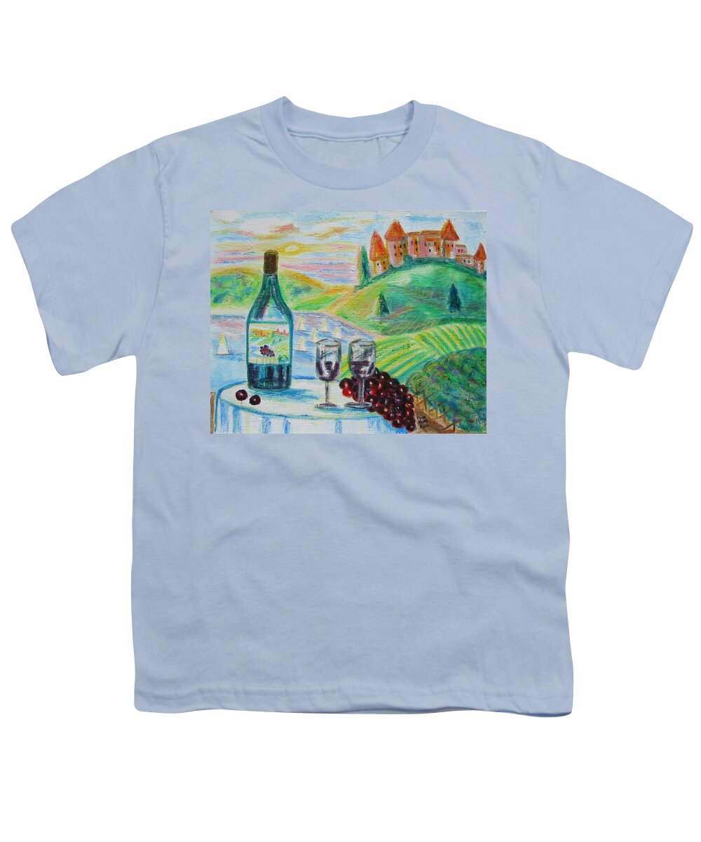 Chateau Youth T-Shirt featuring the painting Chateau Wine by Diane Pape