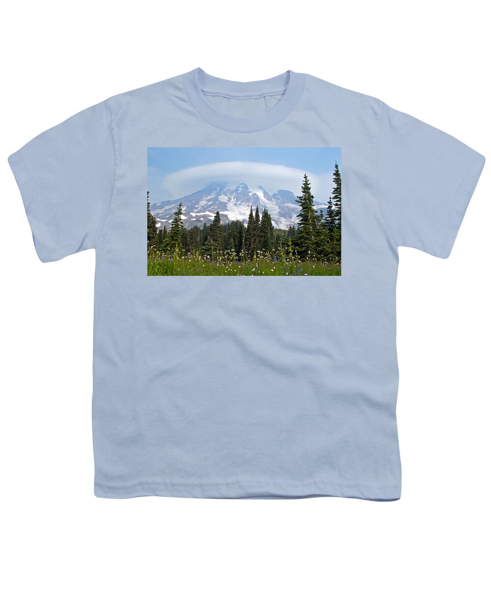 Mt.rainier Youth T-Shirt featuring the photograph Cloud Capped Rainier by Tikvah's Hope