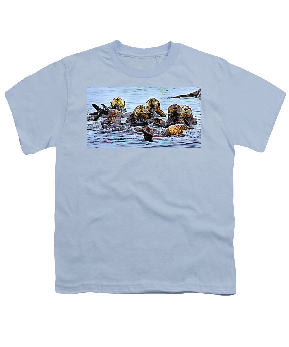 Sea Otters Youth T-Shirt featuring the photograph Couch Critters by Kristin Elmquist