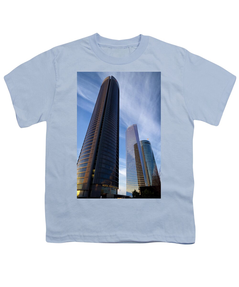 Plaza Youth T-Shirt featuring the photograph Cuatro Torres Business Area by Pablo Lopez