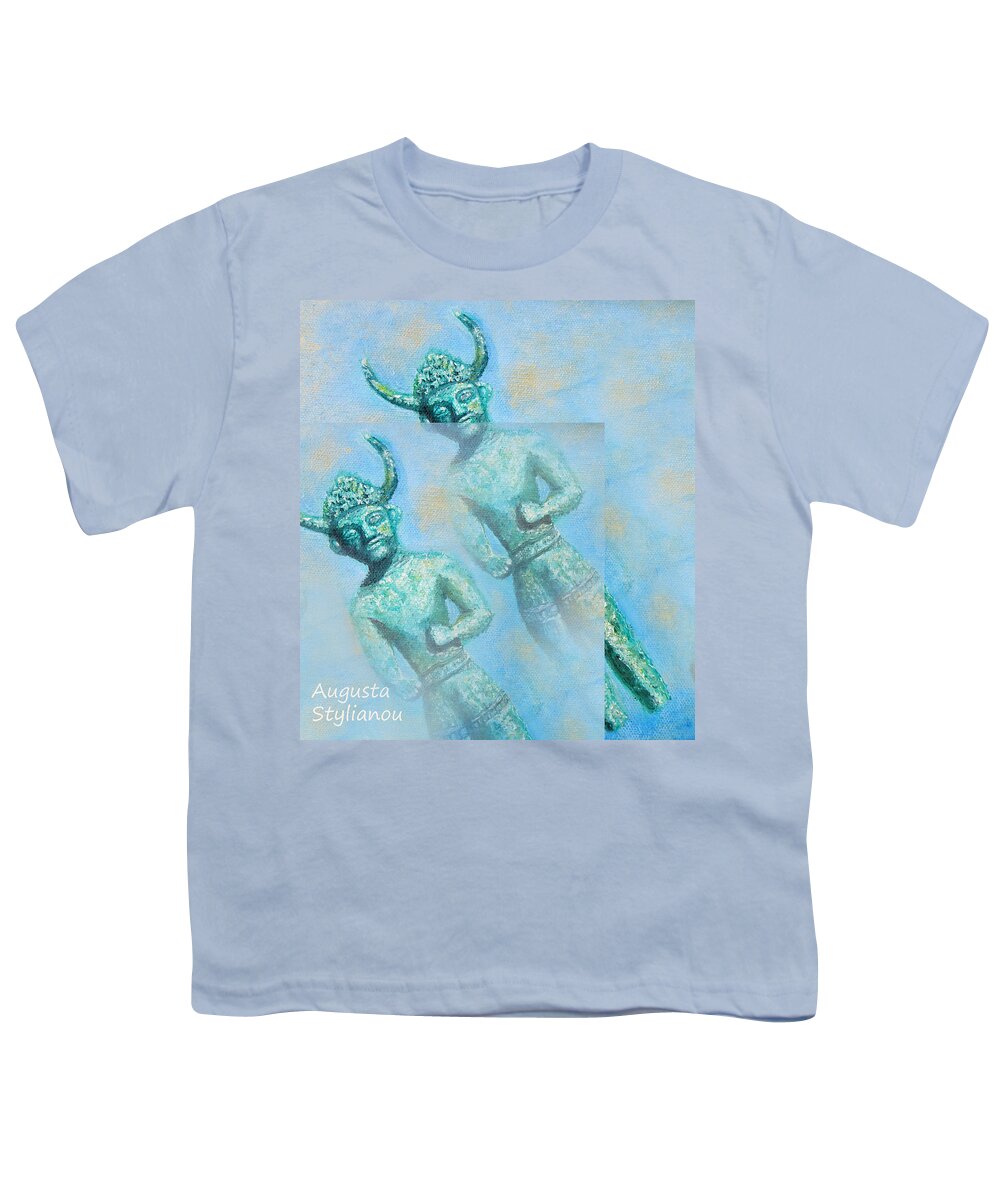 Augusta Stylianou Youth T-Shirt featuring the painting Cyprus Gods of Trade by Augusta Stylianou