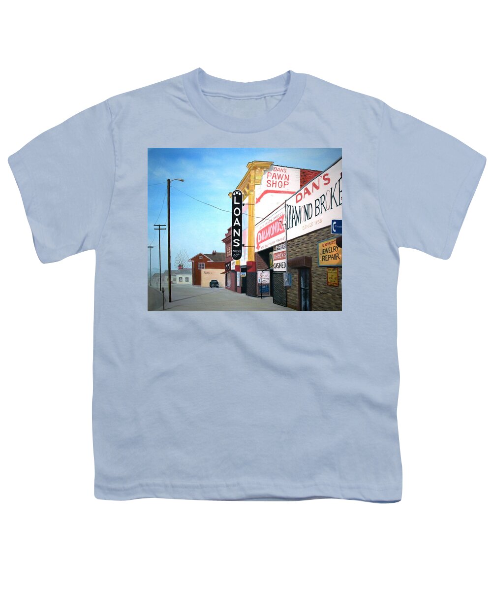 Cityscape Youth T-Shirt featuring the painting Dan's by Stacy C Bottoms