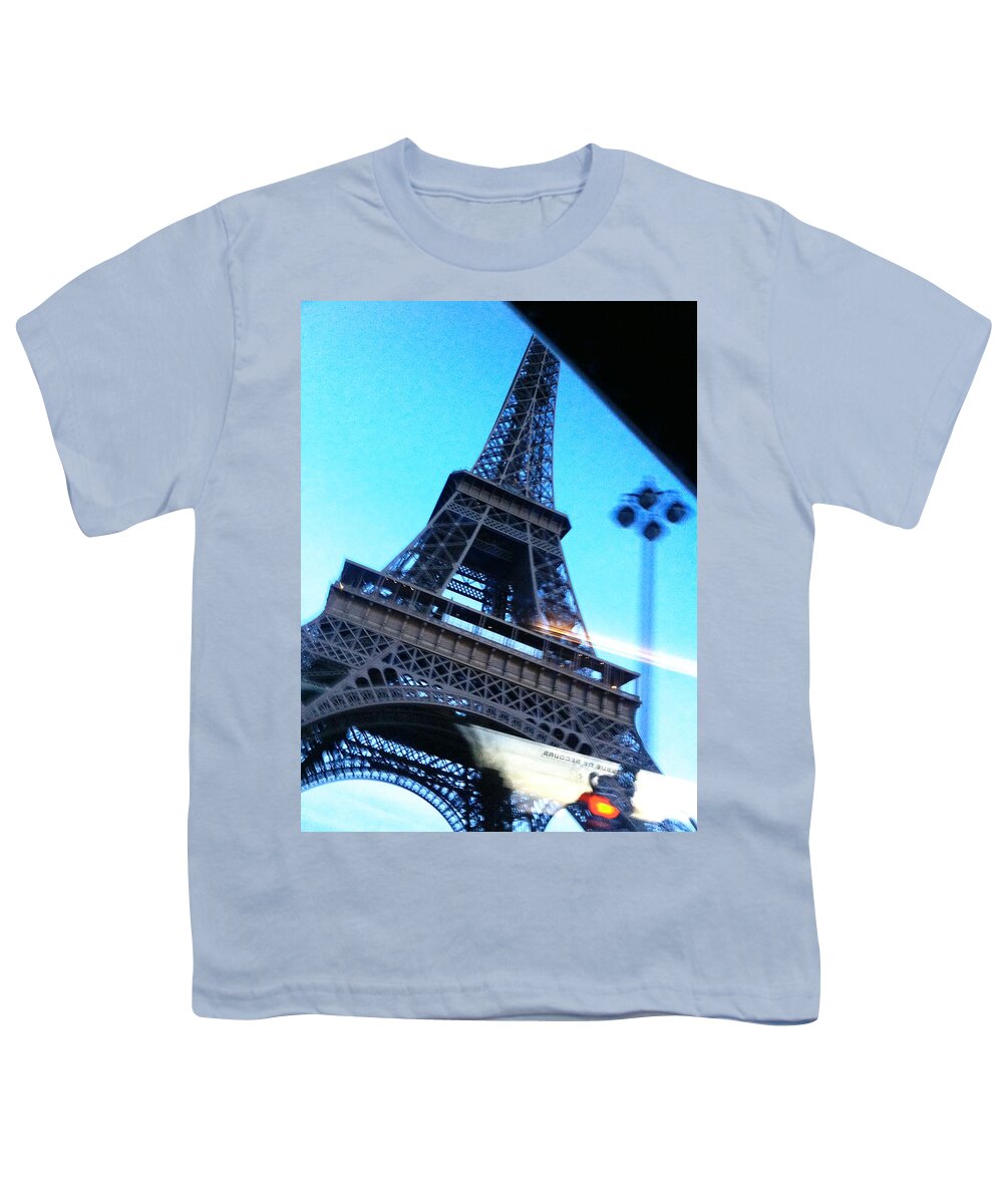 Paris Youth T-Shirt featuring the photograph Eiffel in Motion by Kathy Corday