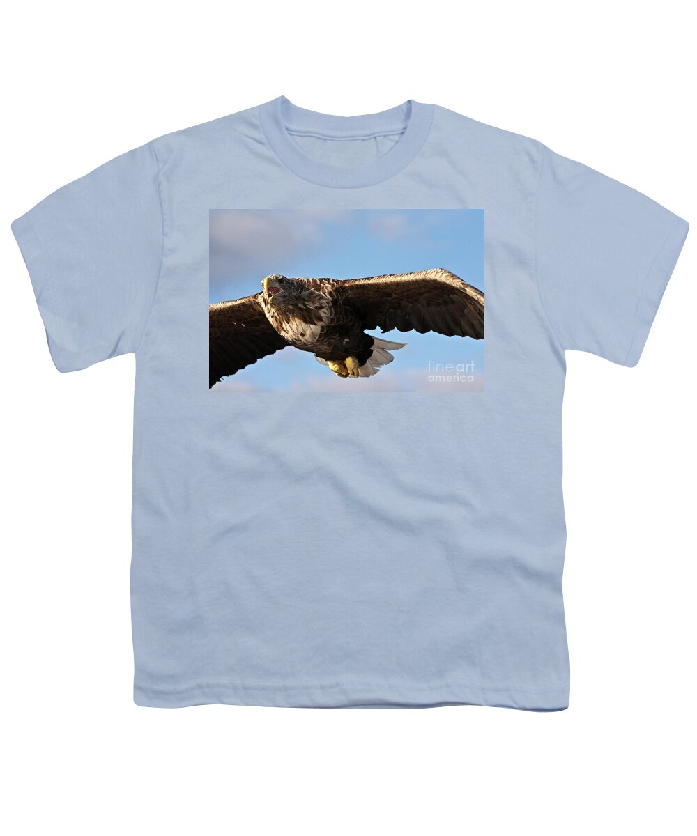 White_tailed Eagle Youth T-Shirt featuring the photograph European Flying Sea Eagle 1 by Heiko Koehrer-Wagner