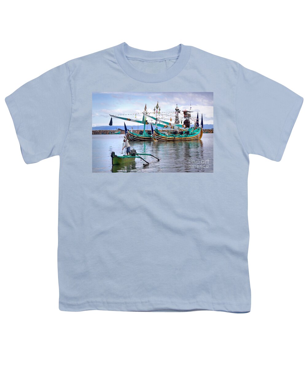 Travel Youth T-Shirt featuring the photograph Fishing Boats in Bali by Louise Heusinkveld