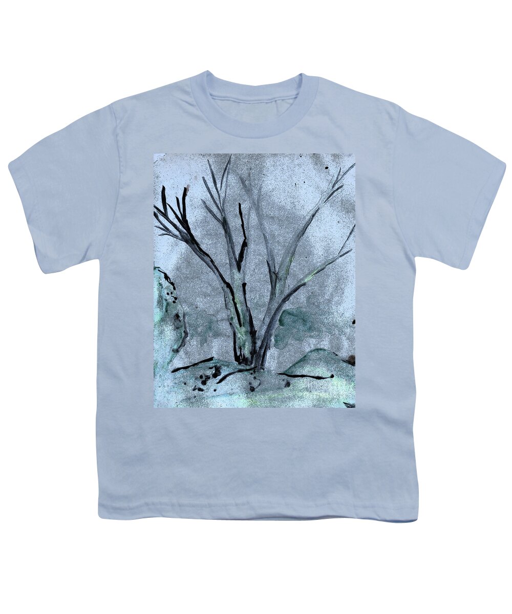  Youth T-Shirt featuring the painting Fog Tree by jrr by First Star Art