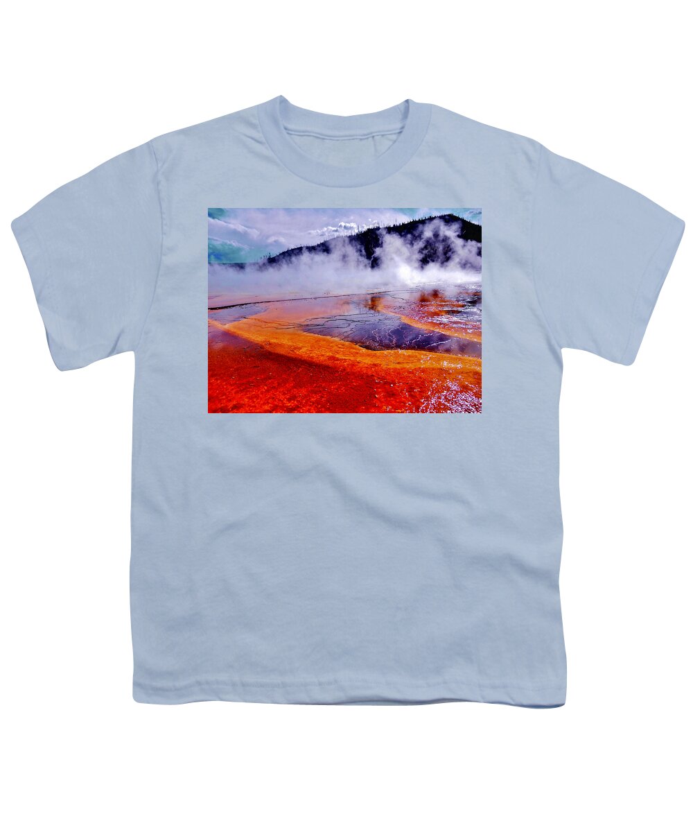 Yellowstone Youth T-Shirt featuring the photograph Fresh Steam by Benjamin Yeager