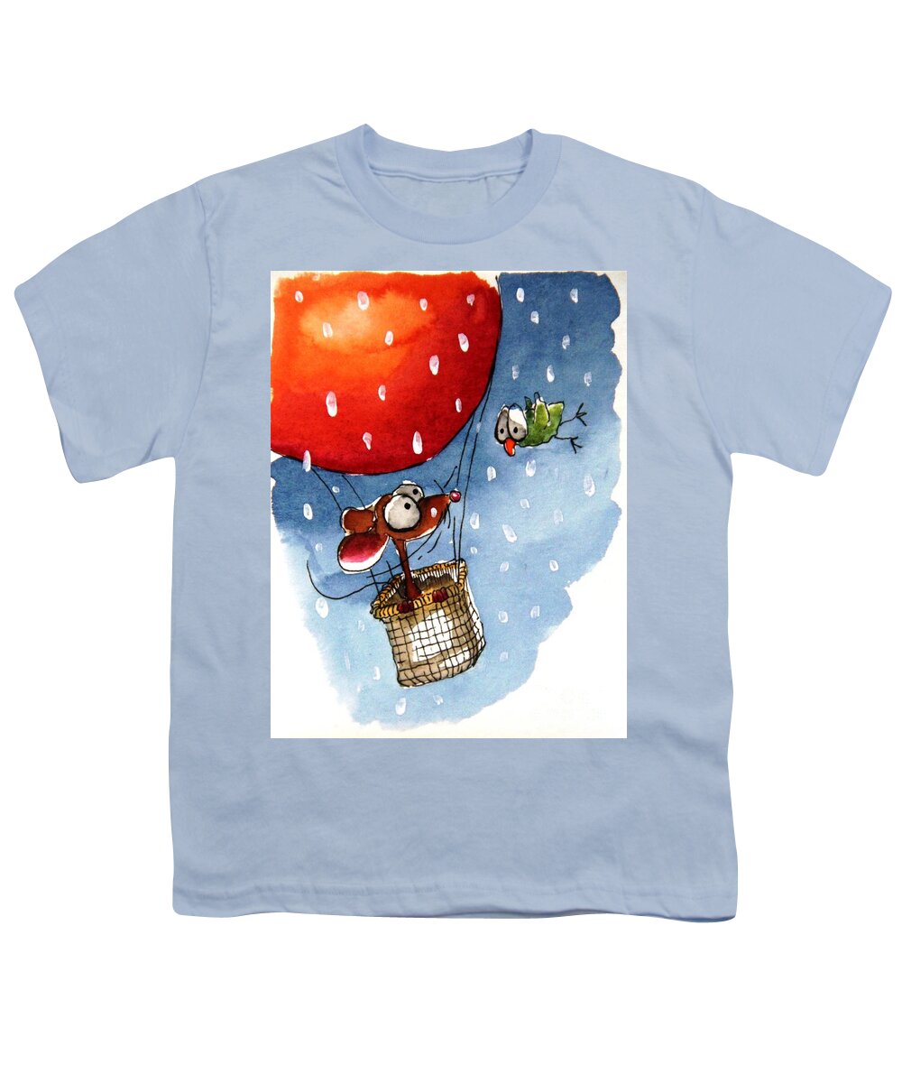 Lucia Stewart Youth T-Shirt featuring the painting High flyers snow scene by Lucia Stewart