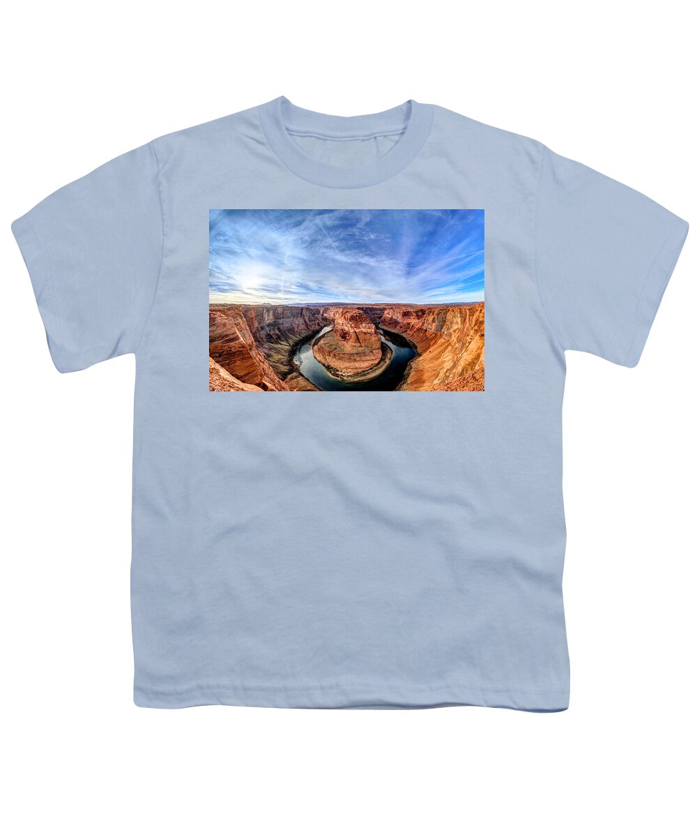 Horseshoe Bend Youth T-Shirt featuring the photograph Horseshoe Erosion by Jason Chu