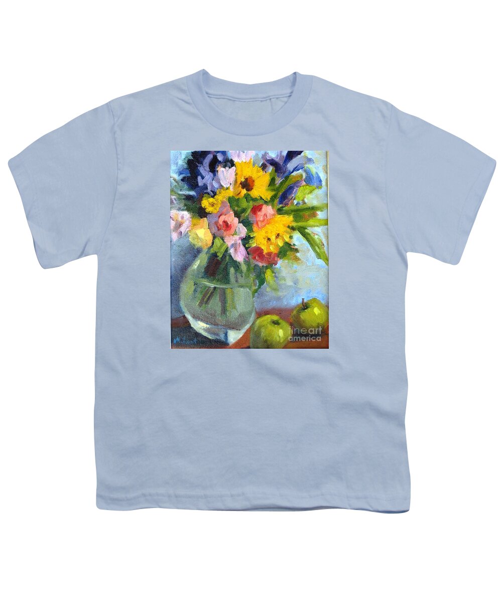 Sunflowers Youth T-Shirt featuring the painting Irises and Apples by Maria Hunt