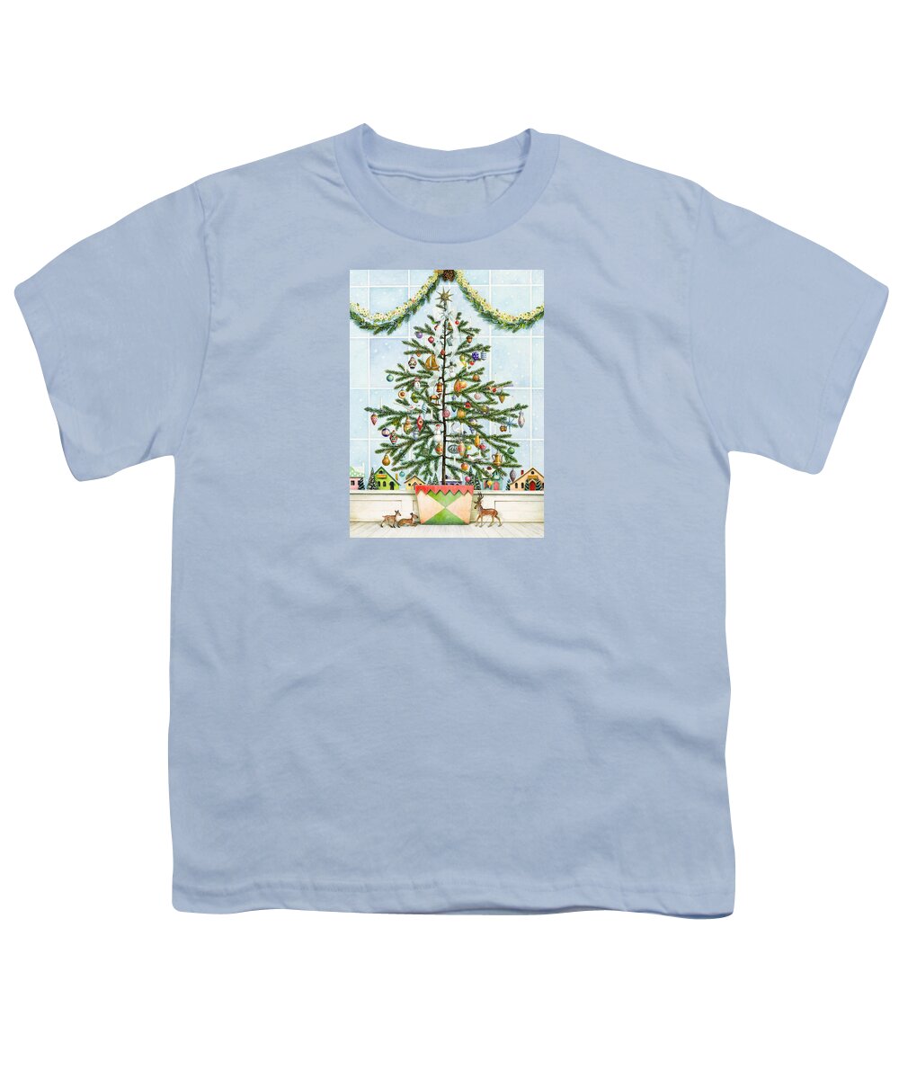 Christmas Tree Youth T-Shirt featuring the painting Little Christmas Tree by Lynn Bywaters