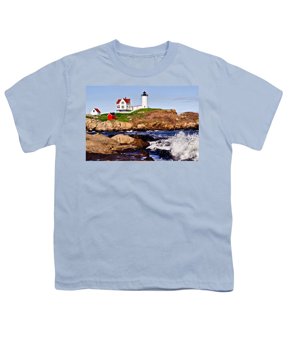 Nubble Light Youth T-Shirt featuring the photograph Maine's Nubble Light by Mitchell R Grosky