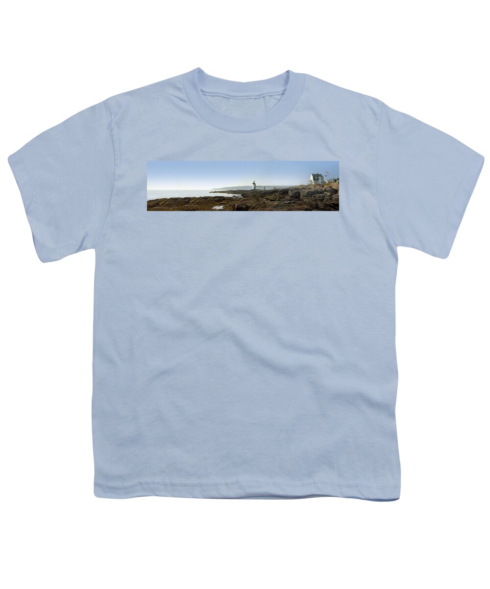 Marshall Point Lighthouse Youth T-Shirt featuring the photograph Marshall Point Lighthouse - Panoramic by Mike McGlothlen