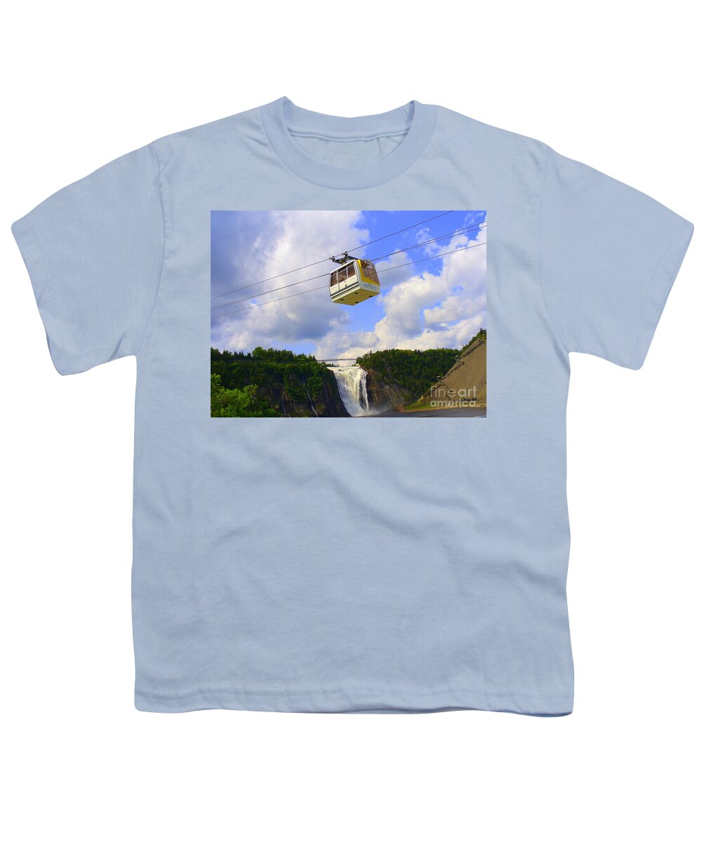 Nature Youth T-Shirt featuring the photograph Montmorency Falls and Gondola by Lingfai Leung
