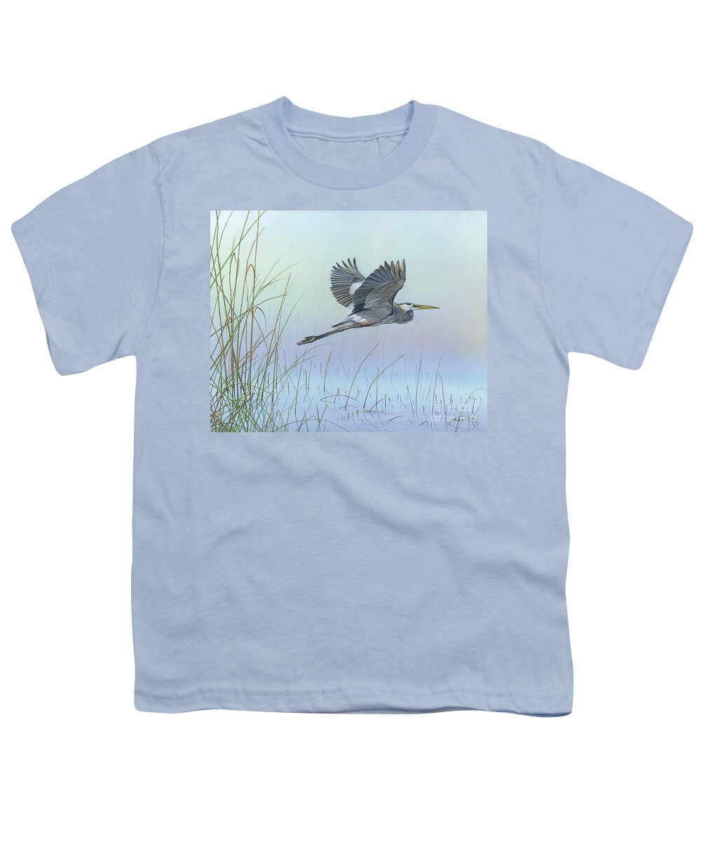 Blue Heron Youth T-Shirt featuring the painting Nature's Entanglement by Mike Brown