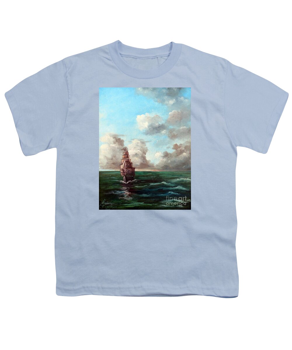 Lee Piper Youth T-Shirt featuring the painting Outrunning The Storm by Lee Piper