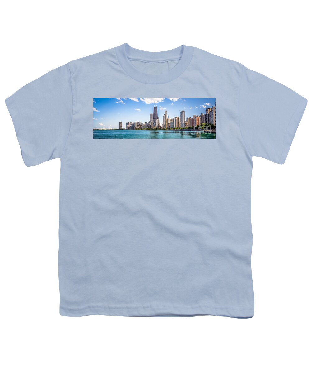 America Youth T-Shirt featuring the photograph Panorama Photo Chicago Skyline by Paul Velgos